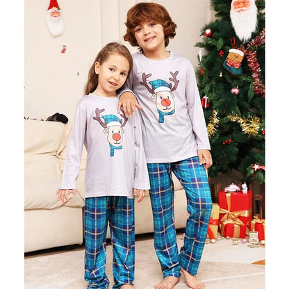 Blue Rudolf Family Matching Pajamas