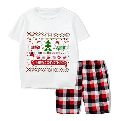 Merry Christmas Dachshund Print Matching Family Pajamas