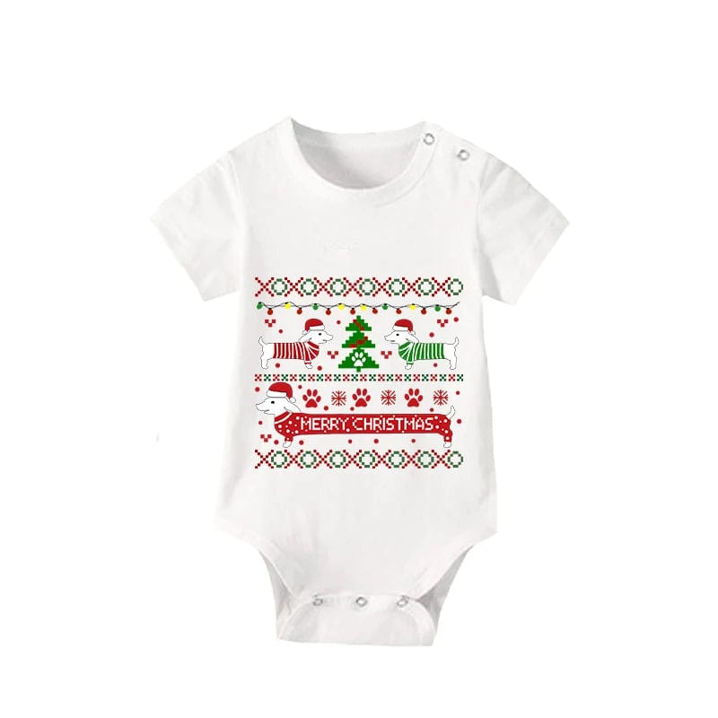 Merry Christmas Dachshund Print Matching Family Pajamas