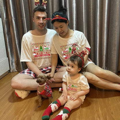 Merry Christmas Dachshund Print Matching Family Pajamas