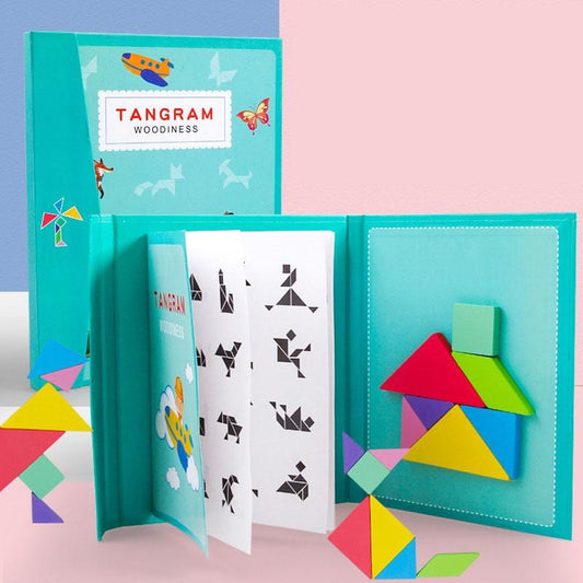 Wooden Educational Toys - Magnetic Tangram Puzzle Book