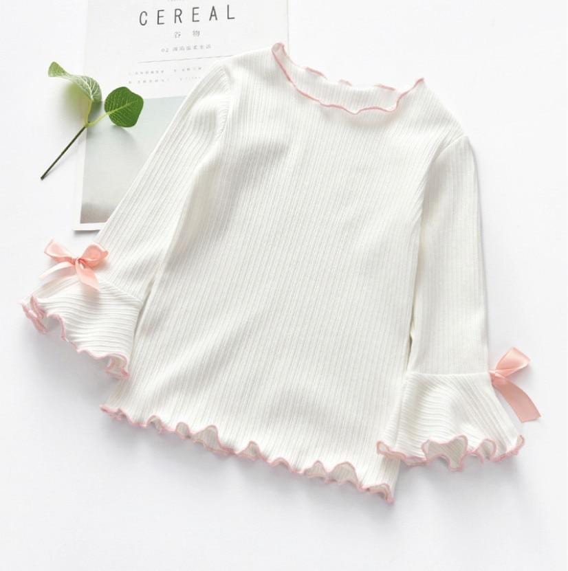 Toddler Girls Long Sleeve Lace Bow Shirt