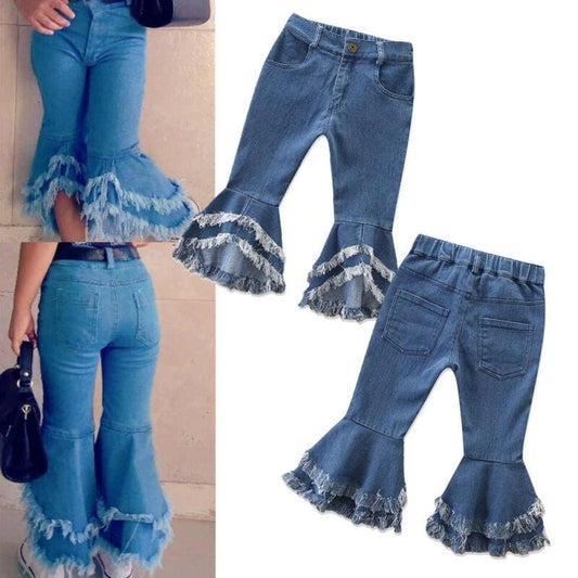 Toddler Girls Ruffle  Flare Jeans