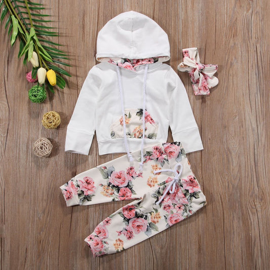 2pcs Toddler Girls  Hooded Top +Long Pants Outfit