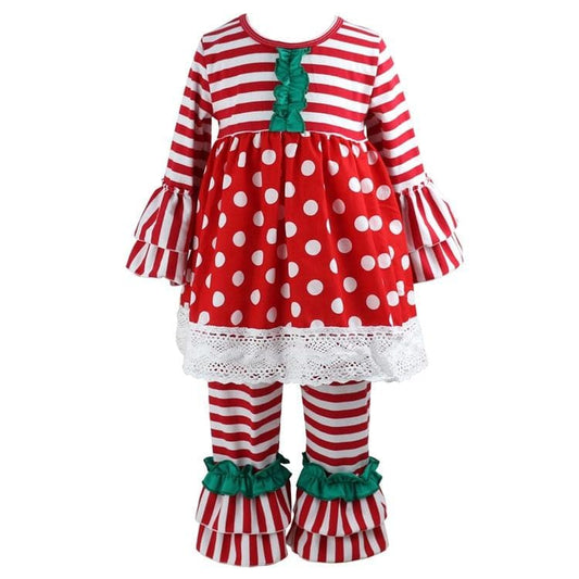 Toddler 2PCS Set | Girls 2-Layer Ruffle Flare Sleeves/ Flare- Legs