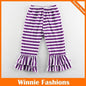 Stripes 2- layered Ruffled legs Toddler Girls Knit Long Pants