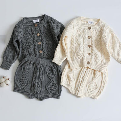 Toddler Stylish Sweater Set Cardigan + Shorts