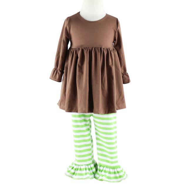 Long Sleeve Cotton Toddler Ruffled Pants Set