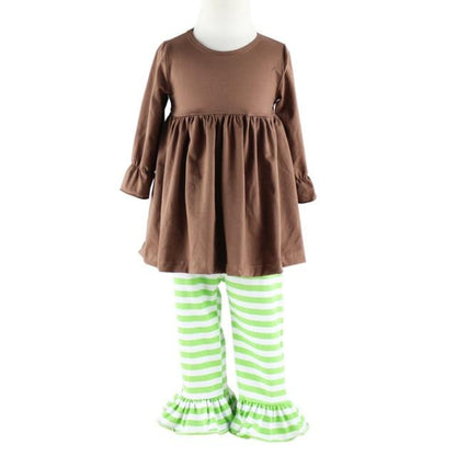 Long Sleeve Cotton Toddler Ruffled Pants Set