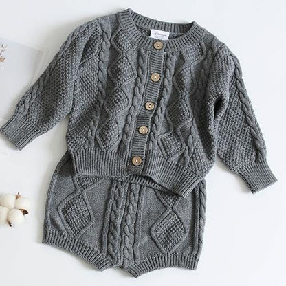 Toddler Stylish Sweater Set Cardigan + Shorts