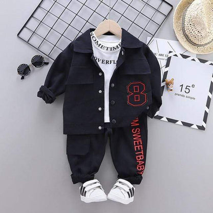 Toddler Cotton Casual Suit - T Shirts + Jacket + Pants