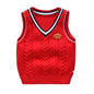 Toddler Boys V-neck  Hemp Cotton Knitted Vest Sweaters -School Uniform