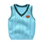 Toddler Boys V-neck  Hemp Cotton Knitted Vest Sweaters -School Uniform