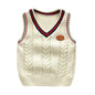 Toddler Boys V-neck  Hemp Cotton Knitted Vest Sweaters -School Uniform