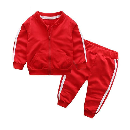2pcs Toddler Cotton Long Sleeves Solid Zipper Jacket + Pants Tracksuit