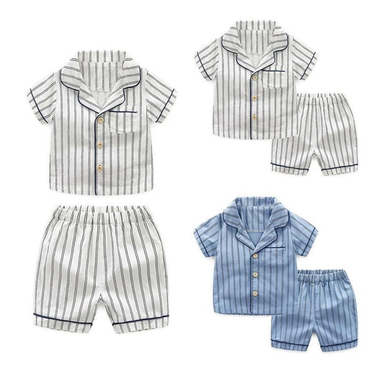 Toddler Boys Cotton Striped Shorts Pajamas  2-7T