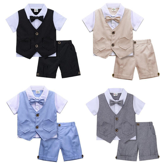 Toddler Shorts And Short Sleeves Shirt Gentleman  Suit