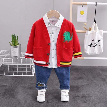 3Pcs Toddler Casual Cotton Outfits - T Shirts + Jacket + Pants