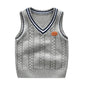 Toddler Boys V-neck  Hemp Cotton Knitted Vest Sweaters -School Uniform