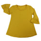 Toddler Knit Solid Ruffle Long Flared Sleeve Dress - Spring /Autumn