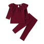 2pcs Toddler Girls Long Sleeve Solid T-Shirt + Leggings Set  (9m-3T)