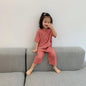 2PCS  Solid Color Toddler Relax Wear Sets 1-6 Years