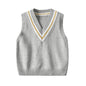 Toddler Boys 100% Cotton Knitted V-Neck Sleeveless Boys Sweater - School Uniform