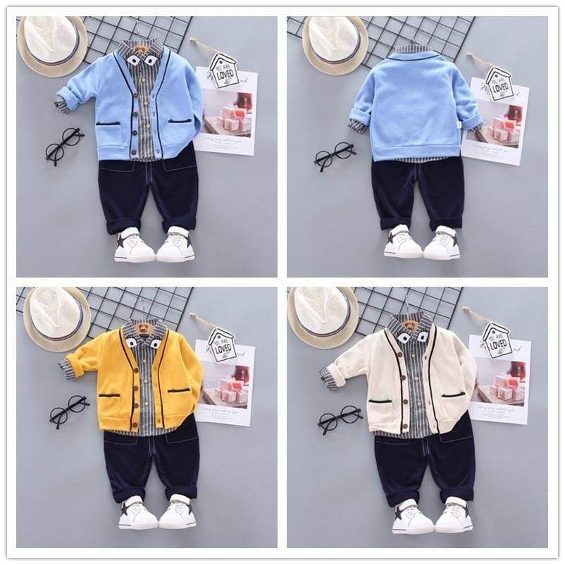 3Pcs Toddler Casual Cotton Outfits - T Shirts + Jacket + Pants