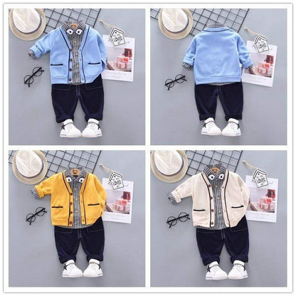 Toddler Cotton Casual Suit - T Shirts + Jacket + Pants