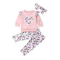 2pcs Toddler Girls Sets - Flower Long Sleeve T shirt, Legging ,Headband  6m-4T
