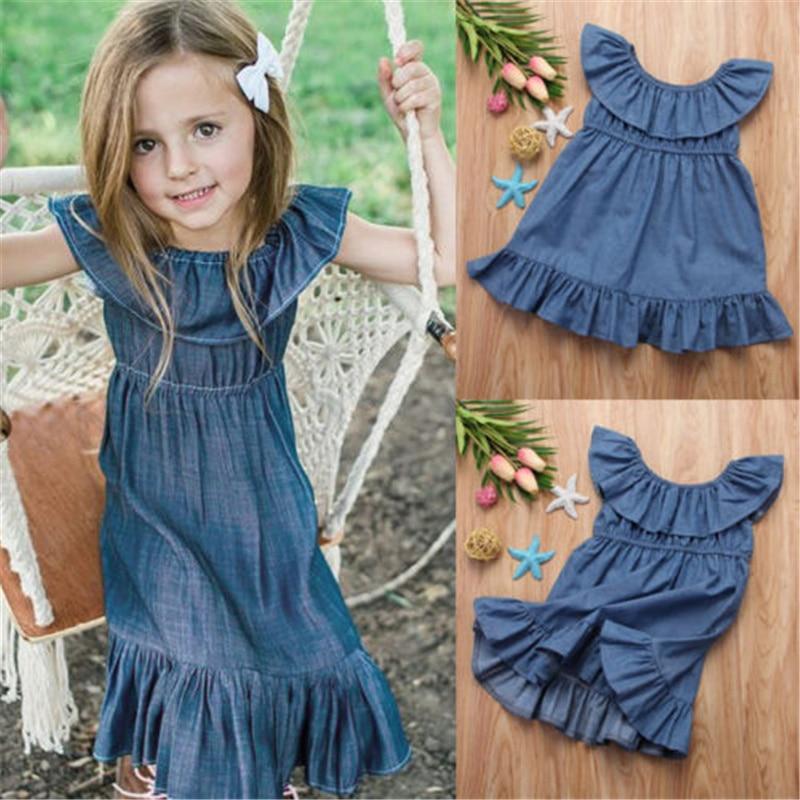 Toddler Girl Ruffle Denim Dress