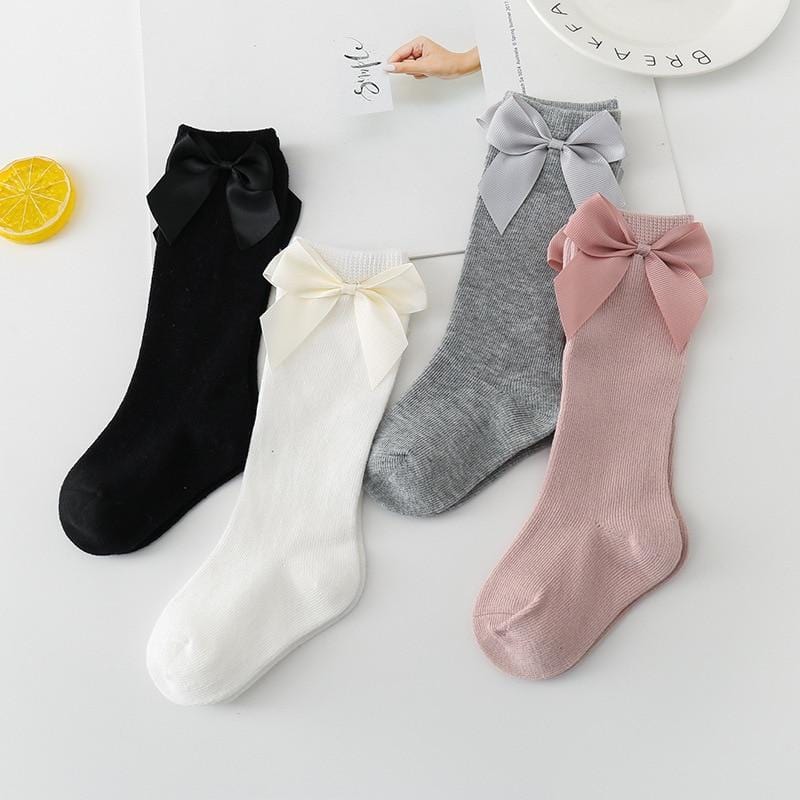 Big Bow Knee - High Soft Socks  0-3 Years