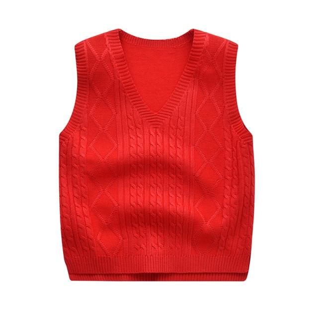 Toddler Boys Cotton Knitted V-neck Vest Sweaters