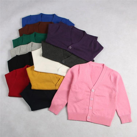 Toddler Sweater Cardigan  Solid Color - School Uniform Cardigan