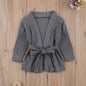 Toddler Girls Classic Cardigans Sweater With Belt    2-7Y