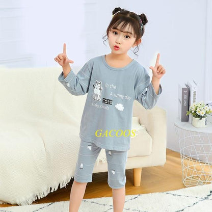 Toddler Girls Pajamas Short Sleeved  Sets For Kids 4 6 8 10 12 14 Years