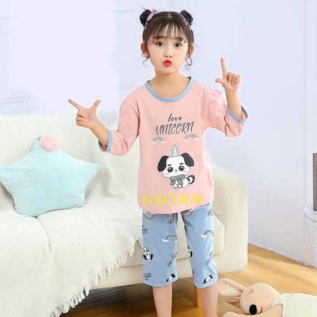 Toddler Girls Pajamas Short Sleeved  Sets For Kids 4 6 8 10 12 14 Years