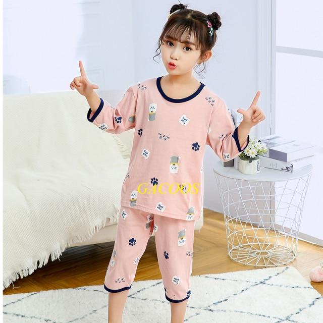 Toddler Girls Pajamas Short Sleeved  Sets For Kids 4 6 8 10 12 14 Years