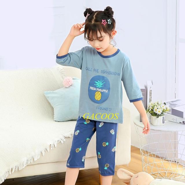 Toddler Girls Pajamas Short Sleeved  Sets For Kids 4 6 8 10 12 14 Years