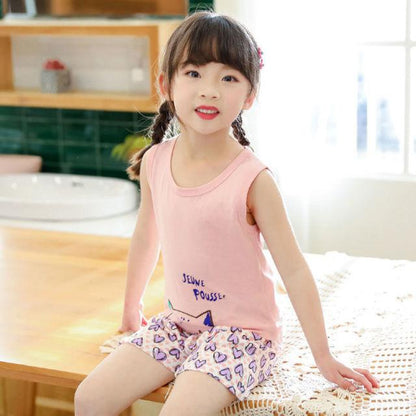 Toddler Girls Pajamas Short Sleeved  Sets For Kids 4 6 8 10 12 14 Years