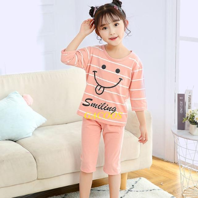 Toddler Girls Pajamas Short Sleeved  Sets For Kids 4 6 8 10 12 14 Years