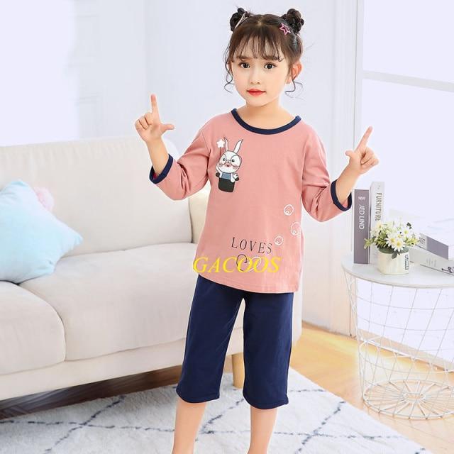 Toddler Girls Pajamas Short Sleeved  Sets For Kids 4 6 8 10 12 14 Years