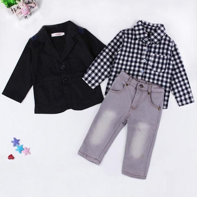 3pcs Toddler Gentleman Style set -Jacket+Shirt+Jeans