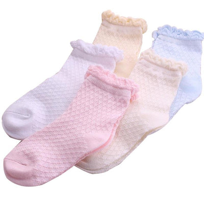 5 pairs / lot 2017  Spring / Summer Cotton Lace children socks 1-12 year