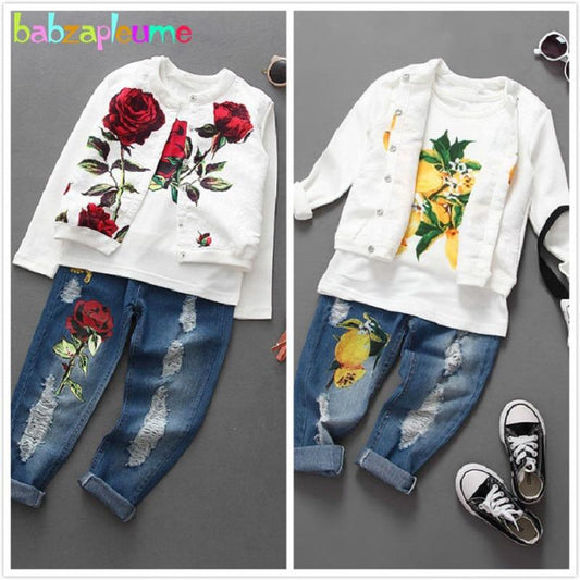 2PCS Toddler Girls Jacket +T-shirt +Jeans Sets